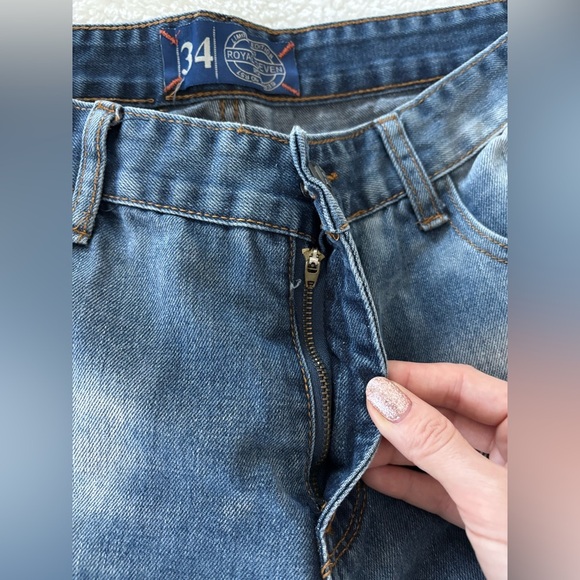 Royal Seven Structural Distressed Blue Denim Jogger Jeans Mens 34x30 - Picture 14 of 14